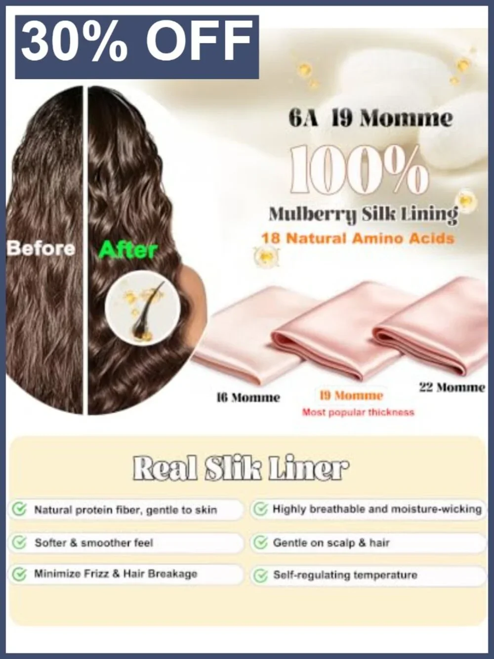 100% Mulberry Silk Lined Sleep Cap Bonnet for Sleeping Women Hair Wrap